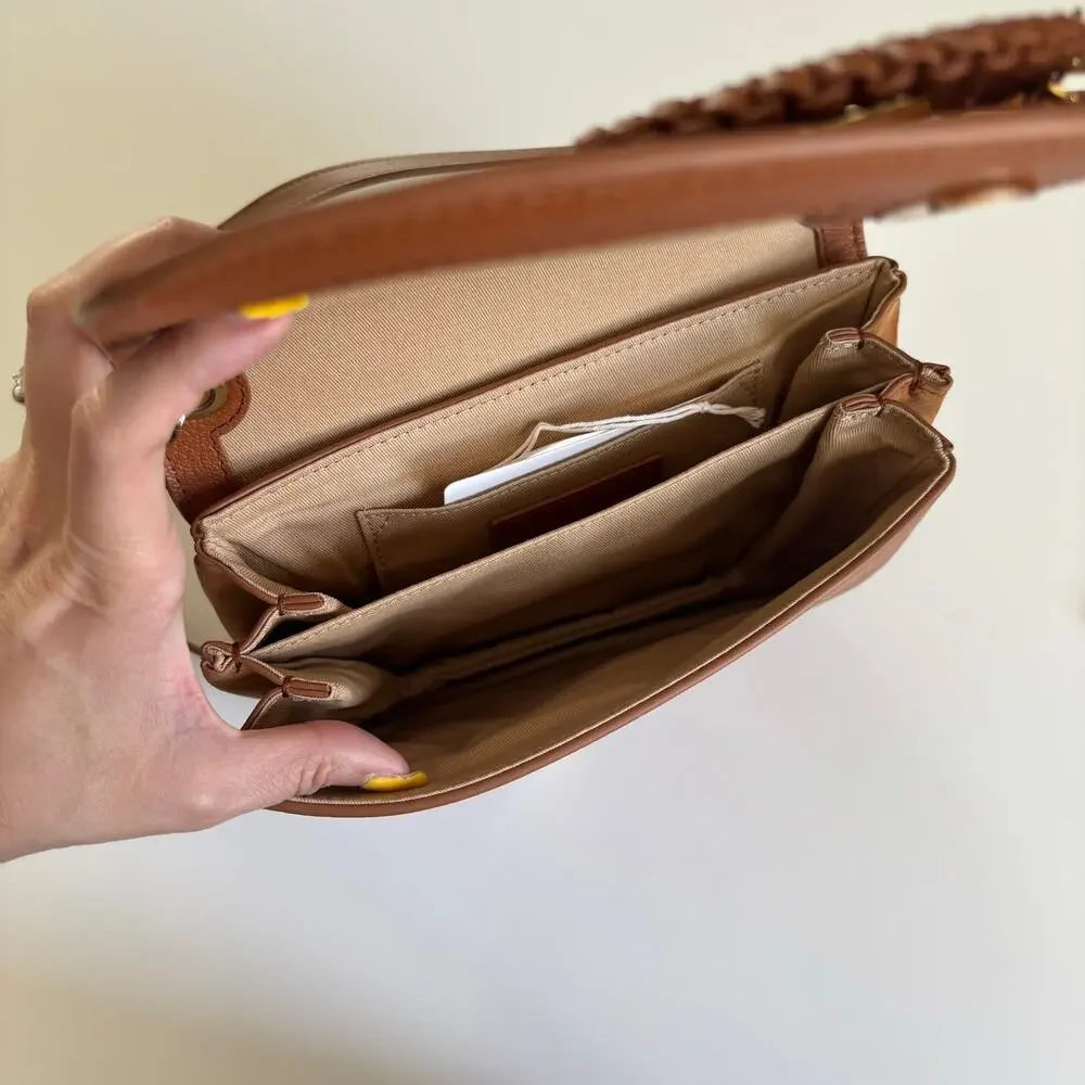See by Chloé Leather Suede Hana Crossbody Saddle Bag Gold Ring Designer Purse
